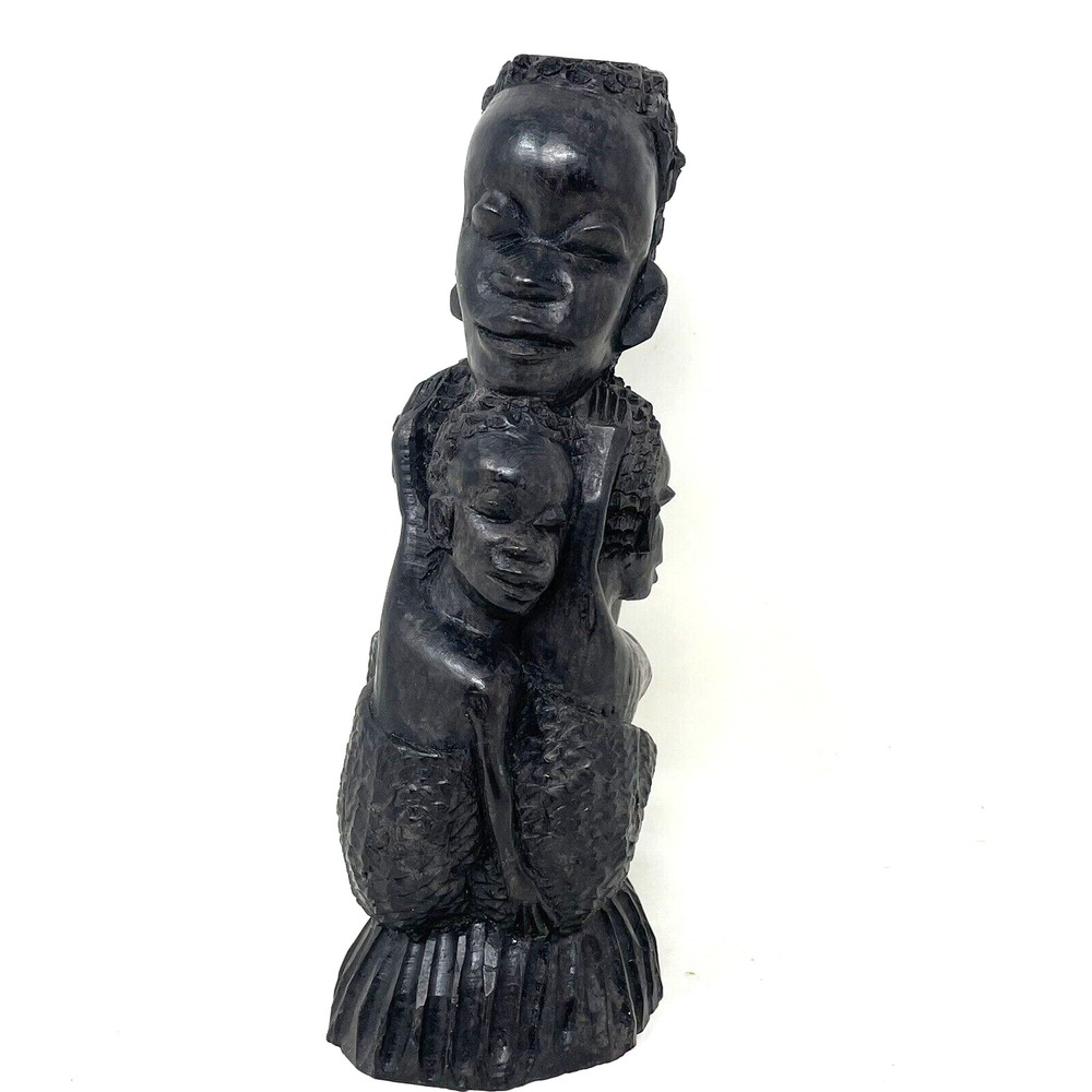 VTG 7.5" African Carved Wood Resin? Mother Family Fertility Statue Sculpture